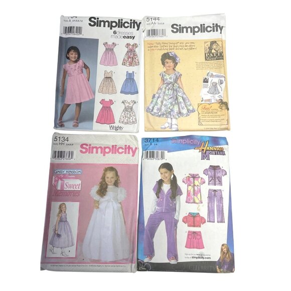 Simplicity Sewing Pattern Lot of 4 Patterns UNCUT Girls Pants Top Dresses sz 3-8 - Picture 1 of 5